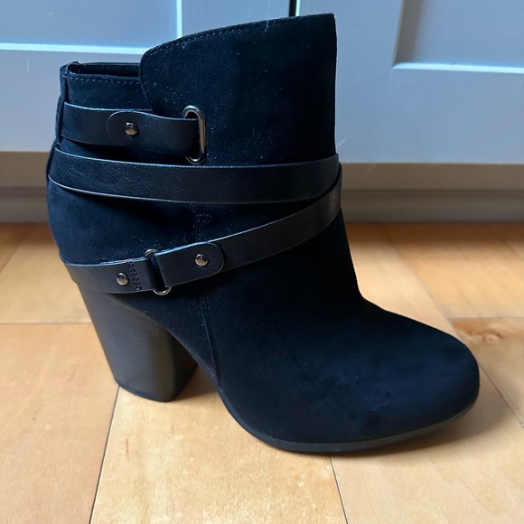 Black High Heel Ankle Boots, Wide - Picture 3 of 6